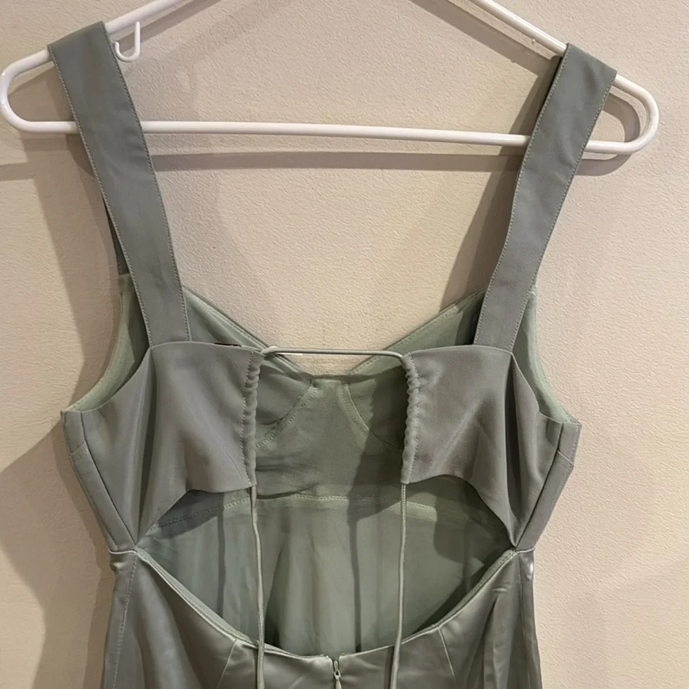 Free‎ People Gia Green Satin Bodice Maxi Slinky Tie Back Slip Dress NWT size 2 - Picture 11 of 11